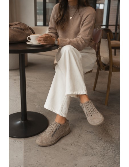 Women's Leather Suede Loafers Beige Brindle