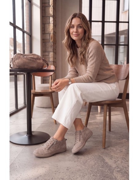 Women's Leather Suede Loafers Beige Brindle