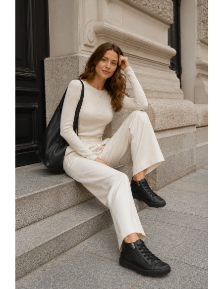 Women's Leather Loafers Black Brindle