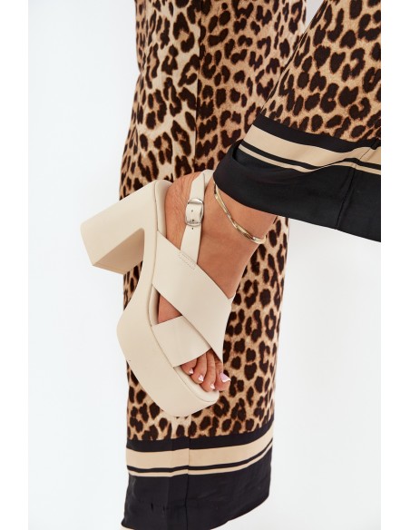 Ladies Sandals On Heel And Platform Made Of Eco Leather Light Beige Annavin