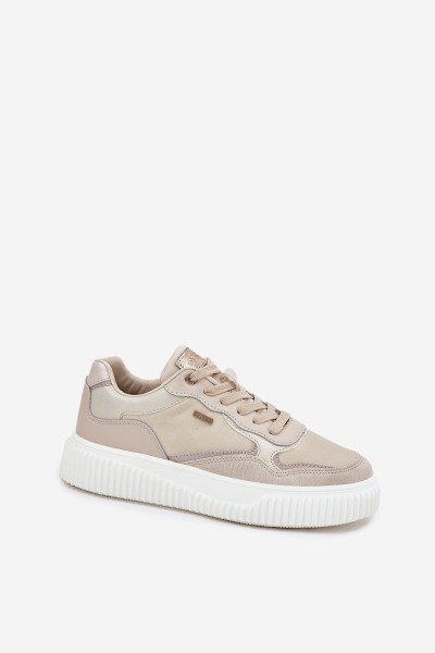 Womens Leather Sneakers On Platform Beige Velarria 2