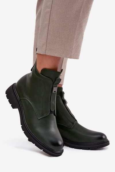 Insulated Women's Boots with Zipper with Decorative Detail Dark Green Roselle 2