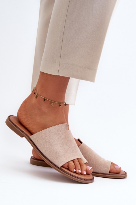 Women's Suede Slip-On Sandals Beige Amite