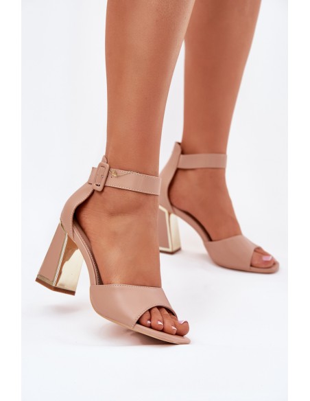 Elegant women's sandals on a heel nude Rosazara