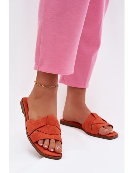 Women's Flat Strappy Eco Suede Orange Florane Sandals