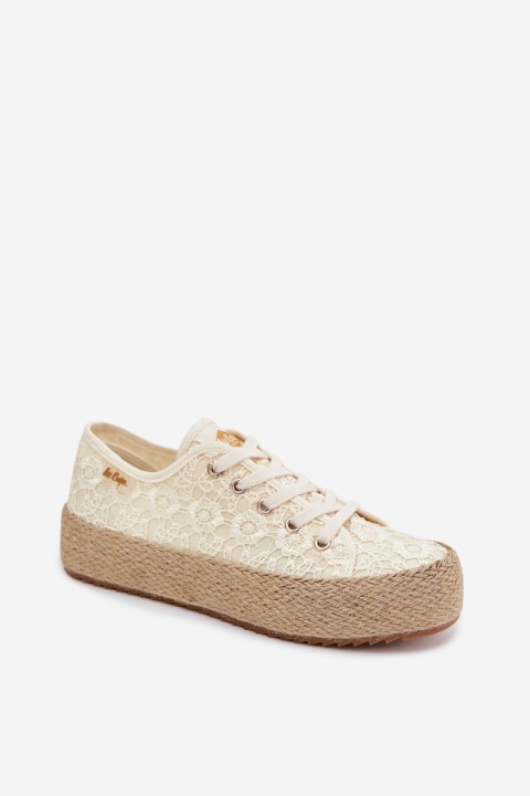 Lace Sneakers Espadrilles Platform Lee Cooper LCW-26-31-4328 Beige