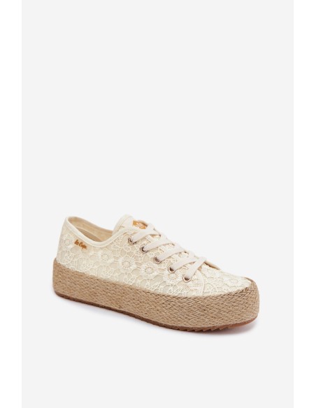 Lace Sneakers Espadrilles Platform Lee Cooper LCW-26-31-4328 Beige