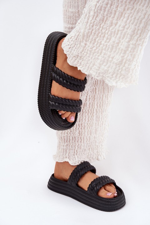 Foam Lightweight Women's Slippers On Platform S.Barski ZK51-001 Black