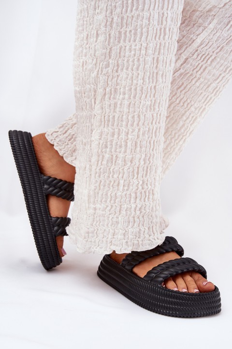 Foam Lightweight Women's Slippers On Platform S.Barski ZK51-001 Black