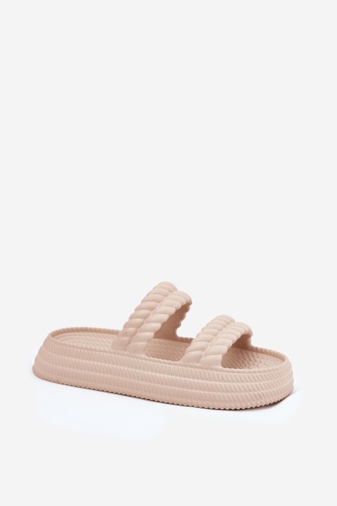 Foam Lightweight Women's Slippers On Platform S.Barski ZK51-001 Beige