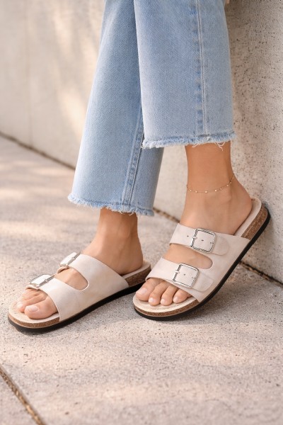 Women's Light Beige Slides Oliena