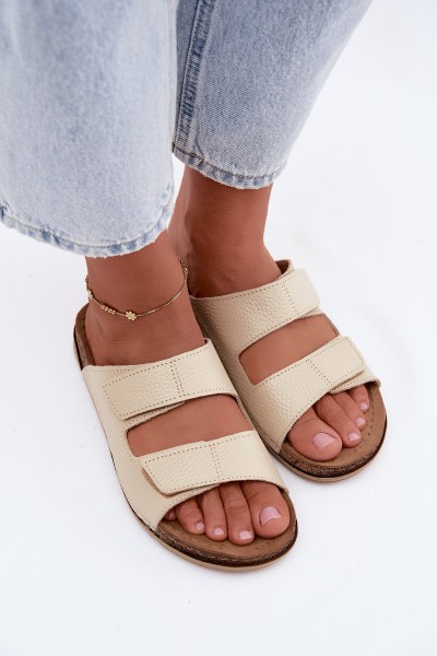 Leather Women's Slippers Inblu AA0005GU Light Beige