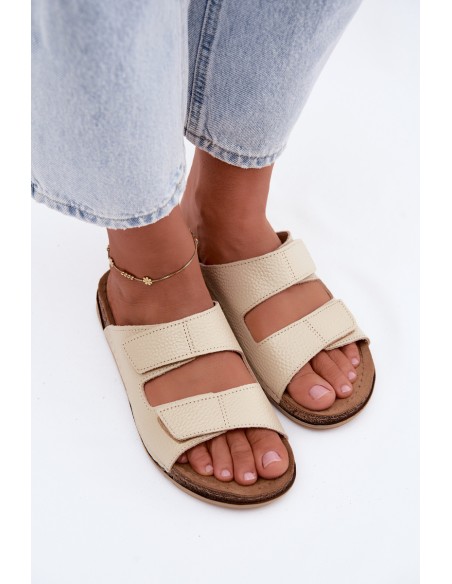 Leather Women's Slippers Inblu AA0005GU Light Beige