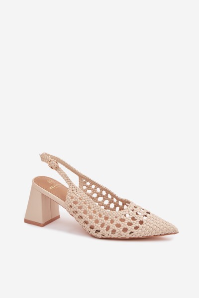 Women's Beige Block Heel Sandals Kedira 2