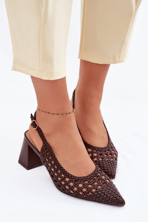 Women's Block Heel Chocolate Sandals Kedira
