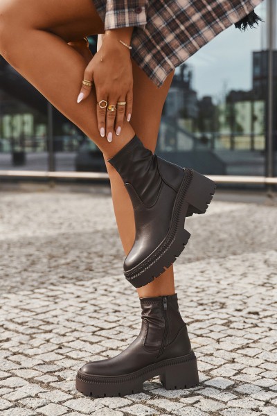 Women's Boots On Thick Heel And Platform Eco Leather Brown Elvianne 2