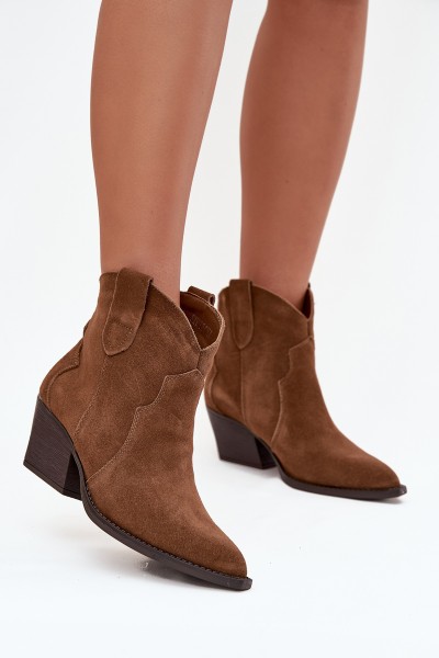 Slip-on Cowboy Boots Women's Made of Natural Suede Camel Beretta