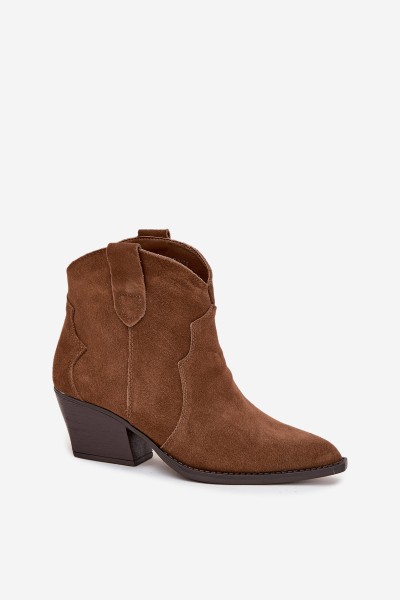 Slip-on Cowboy Boots Women's Made of Natural Suede Camel Beretta 2