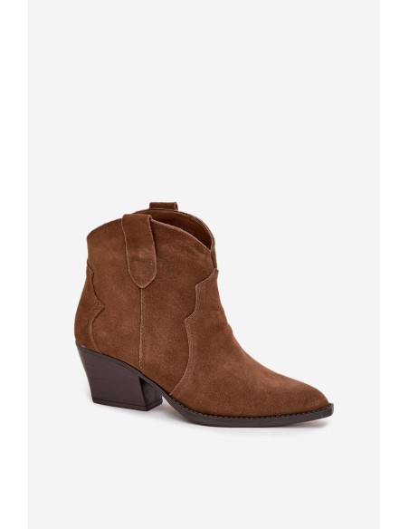 Slip-on Cowboy Boots Women's Made of Natural Suede Camel Beretta