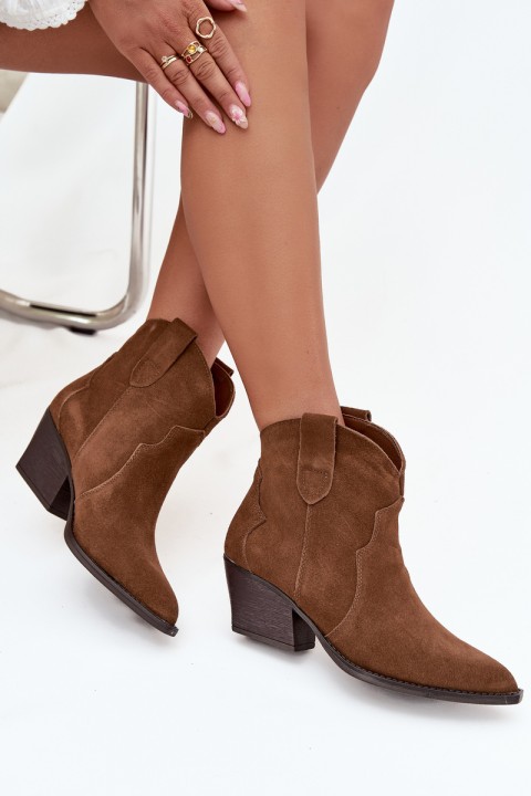 Slip-on Cowboy Boots Women's Made of Natural Suede Camel Beretta