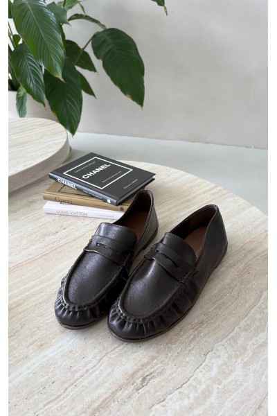 Women's Moccasins With Ruching Chocolate Sabley