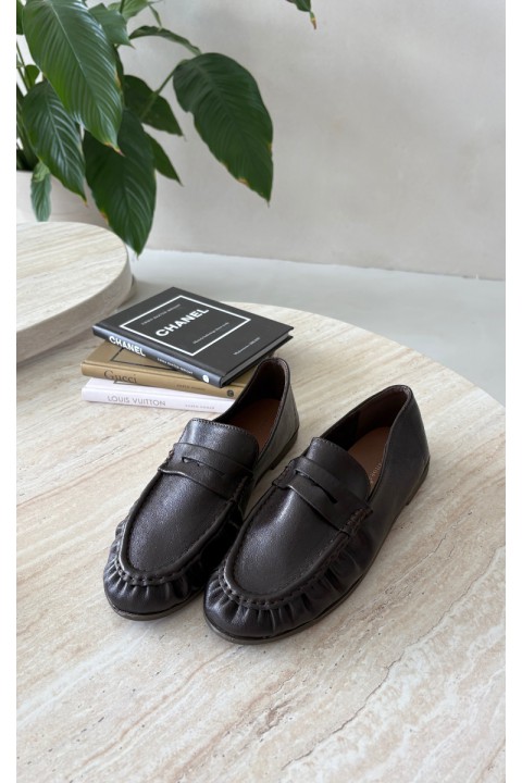 Women's Moccasins With Ruching Chocolate Sabley