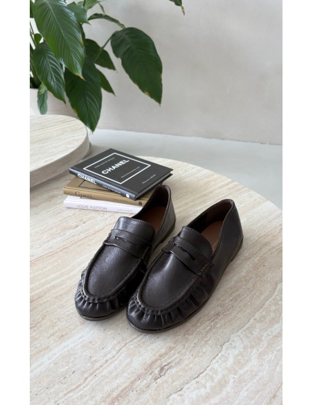 Women's Moccasins With Ruching Chocolate Sabley