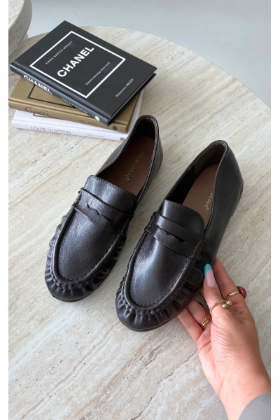Women's Moccasins With Ruching Chocolate Sabley 2