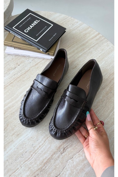 Women's Moccasins With Ruching Chocolate Sabley