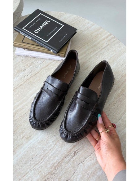 Women's Moccasins With Ruching Chocolate Sabley