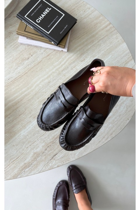 Women's Moccasins With Ruching Chocolate Sabley
