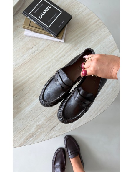 Women's Moccasins With Ruching Chocolate Sabley