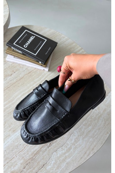Women's Mocha Loafers With Ruching Black Sabley