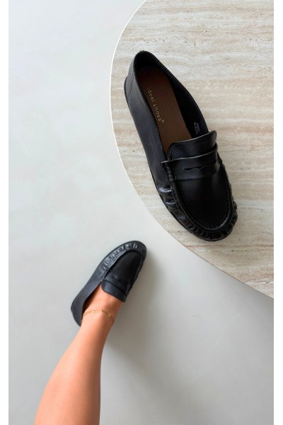 Women's Mocha Loafers With Ruching Black Sabley 2