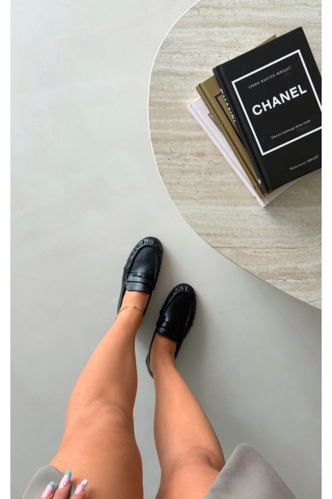 Women's Mocha Loafers With Ruching Black Sabley