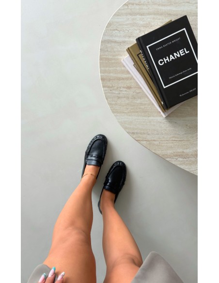 Women's Mocha Loafers With Ruching Black Sabley