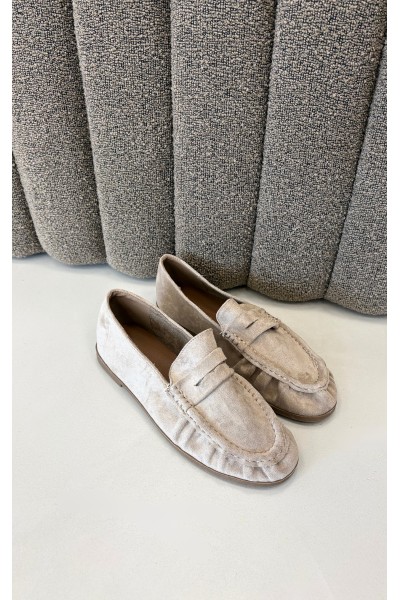 Women's Moccasins with Ruching Eco Suede Beige Sabley