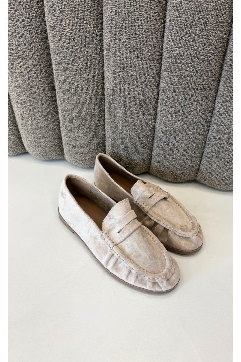 Women's Moccasins with Ruching Eco Suede Beige Sabley