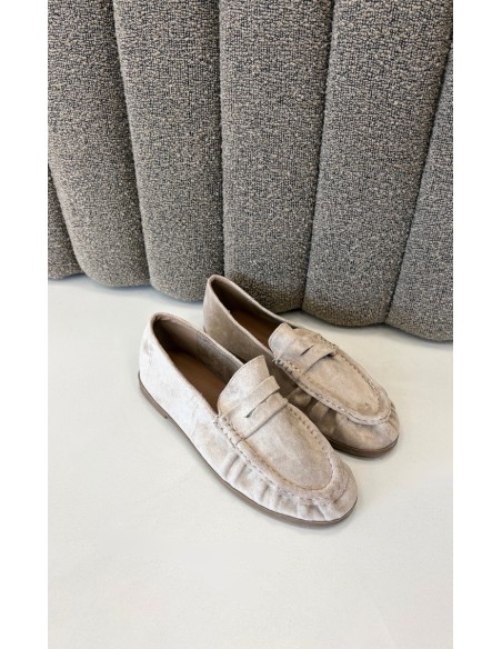 Women's Moccasins with Ruching Eco Suede Beige Sabley