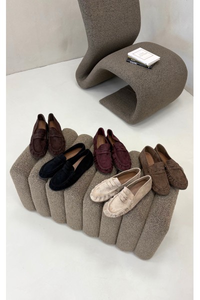 Women's Moccasins with Ruching Eco Suede Beige Sabley 2