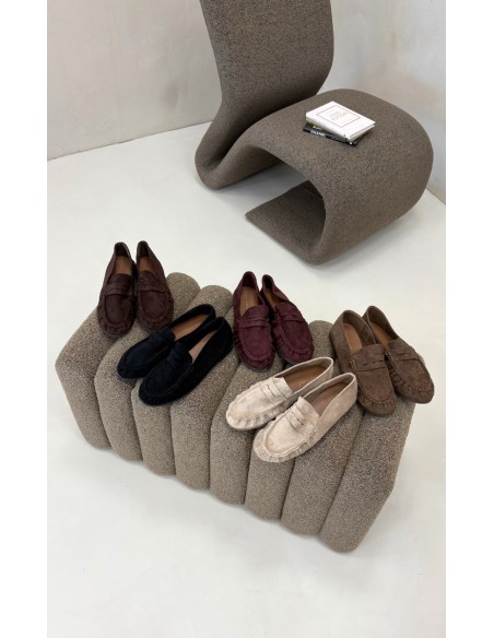 Women's Moccasins with Ruching Eco Suede Beige Sabley