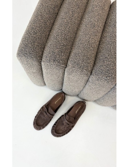 Women's Loafers with Ruching Eco Suede Brown Sabley