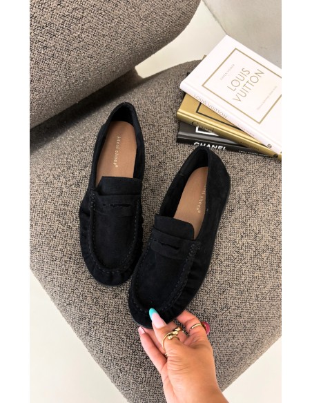 Women's Loafers with Ruching Eco Suede Black Sabley