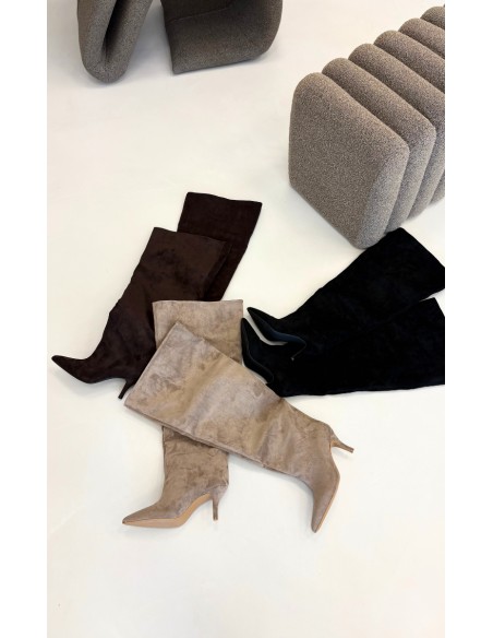 Women's Slip-On Knee-High Boots Khaki Corly