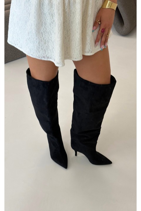 Women's Slip-On High Heel Black Boots Corly