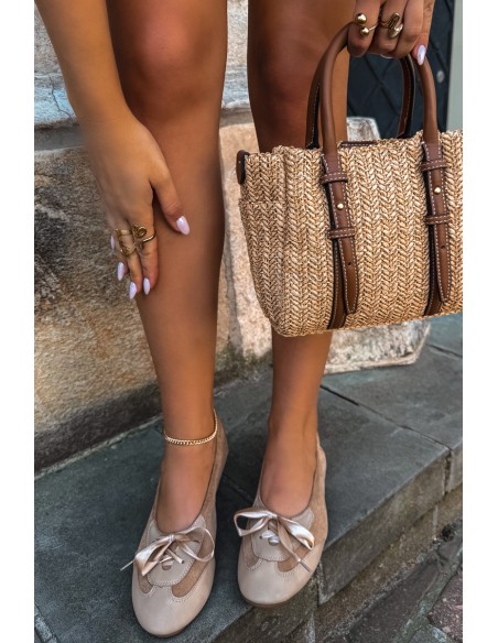 Sport Ballerinas with Laces Dark Beige Peony