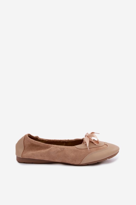 Sport Ballerinas with Laces Dark Beige Peony