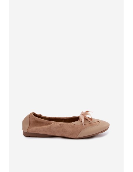 Sport Ballerinas with Laces Dark Beige Peony