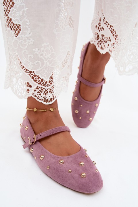 Purple Cuddly Ballerinas with Embellishment and Strap