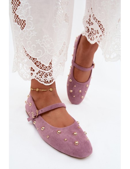 Purple Cuddly Ballerinas with Embellishment and Strap